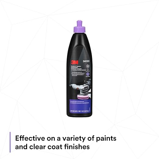 3M Perfect-It Random Orbital Polish, 34133, 1 Pint, Fast Cutting Polisher for Automotive Buffing & Polishing, High-Gloss Finish