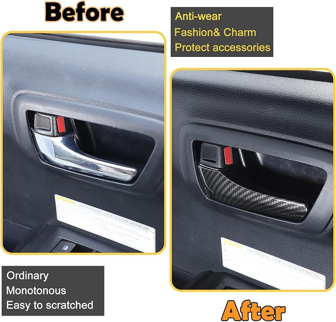 Car Inner Door Handles Cover Trim Compatible with Toyota Tacoma 2016-2022, Auto Inner Door Handles Cover Interior Door Handles Protector Trim Decorate Covers Accessories (carbon fiber pattern)