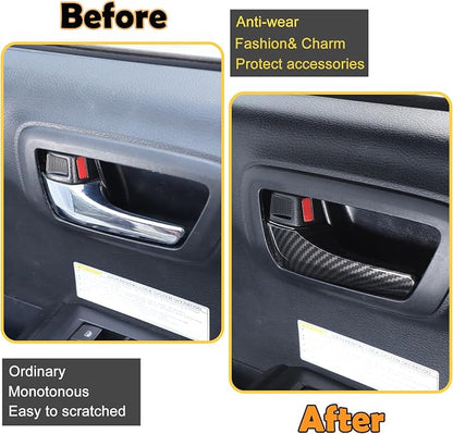 Car Inner Door Handles Cover Trim Compatible with Toyota Tacoma 2016-2022, Auto Inner Door Handles Cover Interior Door Handles Protector Trim Decorate Covers Accessories (carbon fiber pattern)