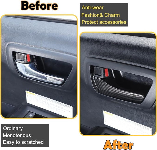 Car Inner Door Handles Cover Trim Compatible with Toyota Tacoma 2016-2022, Auto Inner Door Handles Cover Interior Door Handles Protector Trim Decorate Covers Accessories (carbon fiber pattern)