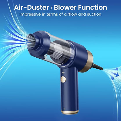 Car Vacuum Handheld Vacuum Cleaner, 15000PA Suction, Mini Vacuums with Air Duster and Blower, Portable Hand Held Vacuum for Car, House, Crumbs, Hair (Blue)