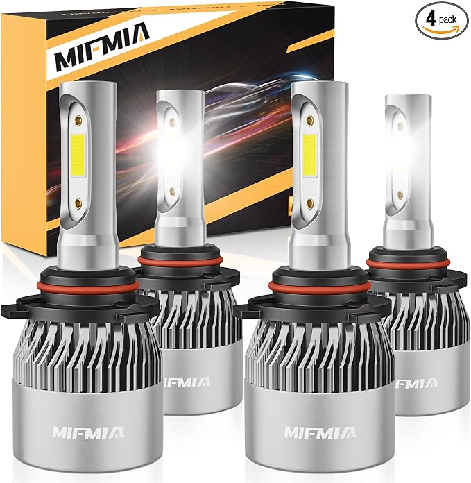 𝟫𝟢𝟢𝟧/𝖧𝖡𝟥 𝟫𝟢𝟢𝟨/𝖧𝖡𝟦 Light Bulbs Combo, 900% Brighter 72000LM, 6500K Cool White Non-Polarity Plug and Play with Cooling Fan IP68 Waterproof Off Road Lights, Pack of 4