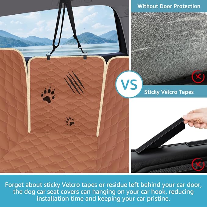 Lassie XL Truck Dog Seat Cover Back Seat with 2 Seat Belts, Dog Car Hammock for Large SUV and Trucks Compatible with F150 F250/Chevrolet Silverado/Ram Pickup/GMC Sierra/Toyota Tundra and Crew Cab