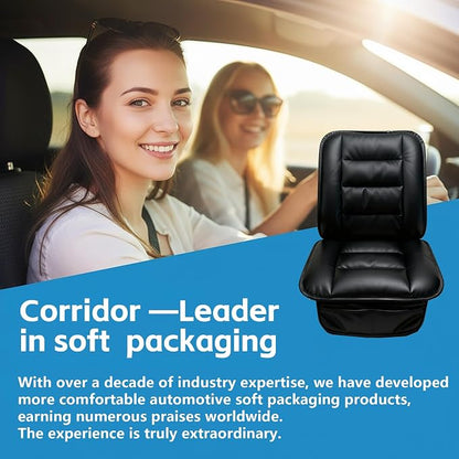 CORRIDOR Genuine Leather Seat Cushion for Car - Handmade - Relieve Hip, Pressure and Sciatica Pain - Ideal for Lower Back Pain - for Office Chair and Car Seat (Premium Black, Seat + Backrest)