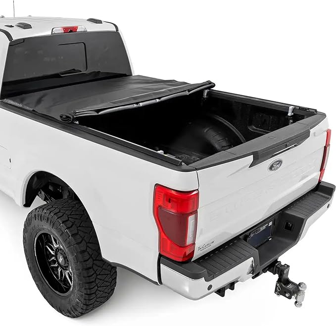 Rough Country Soft Roll-Up Truck Bed Cover for Ford F-250 & F-350 Super Duty (2017-2025) – Fits 6'10 Bed, Low-Profile All-Weather Tonneau Cover