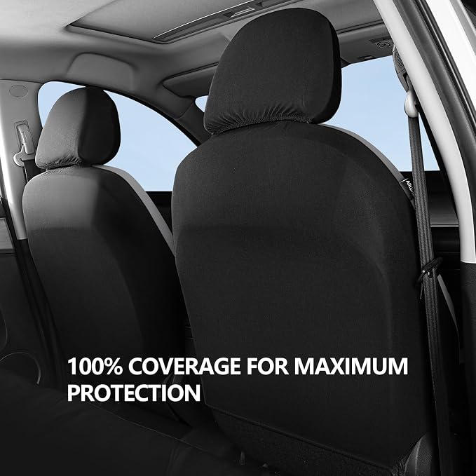 HChengkikz Car Seat Covers Front Seat, Waterproof Neoprene Car Seat Covers, Car Seat Cover Airbag Compatible, Universal Fit for Most Cars, Trucks, SUVs (Black + Darkgray)