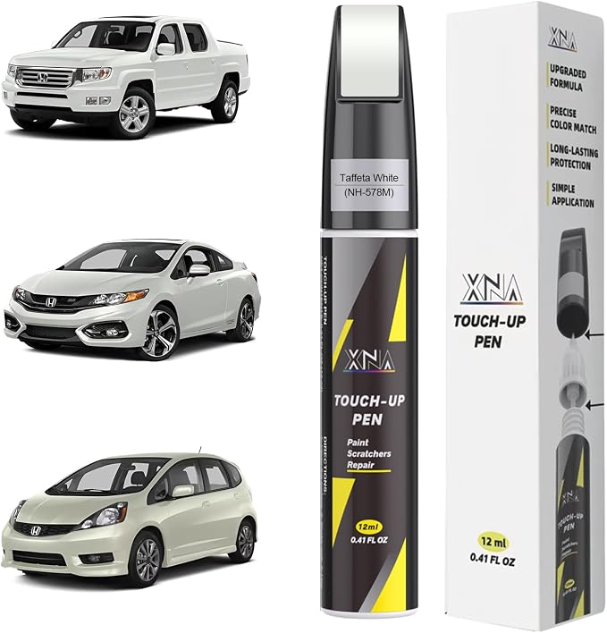 XNA Taffeta White(NH-578M) for Honda Touch Up Paint, Car Scratch Remover for Nicks and Chips Repair, 2-In-1 Quick & Easy Fix Car Scratch Repair Kit with Exact Color-Matched