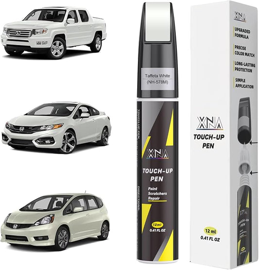 XNA Taffeta White(NH-578M) for Honda Touch Up Paint, Car Scratch Remover for Nicks and Chips Repair, 2-In-1 Quick & Easy Fix Car Scratch Repair Kit with Exact Color-Matched