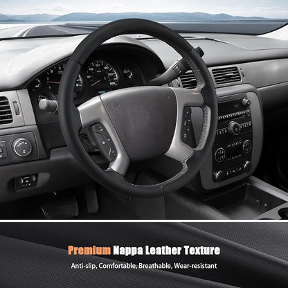 Aimato Customized Steering Wheel Cover for Chevy Silverado 1500 2007-2013/GMC Sierra 2007-2013/2500 3500 Suburban Tahoe Yukon 2007-2014/Traverse 2009-2017/GMC Sierra 2500 3500 2008-2014
