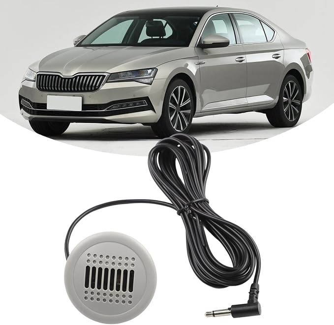 3.5mm Wired Car Audio Microphone, with 300cm Extension Cable, for Compatible for Android Navigation Radio, for BMW for Mercedes-Benz for Skoda for Multivan ABS Shell Gray