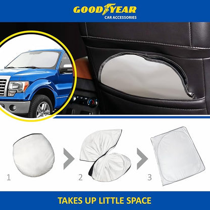 Goodyear Foldable Windshield Sunshade for Ford F150 2009-2014, Truck car Accessories, Sunshade Cover, Sun Shade Car Windshield, Window Sun Blocker - GY008225