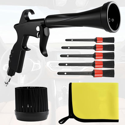 HANDY Tornado Car Cleaning Gun with Rubber Guard and Brass Adjustable Air Flow Nozzle Air Gun for Compressor Pneumatic Tool for Dust Cleaning Car Detailing | Adjustable brass nozzle Durable metal body Strong air blast power Universal quick connect Comp...