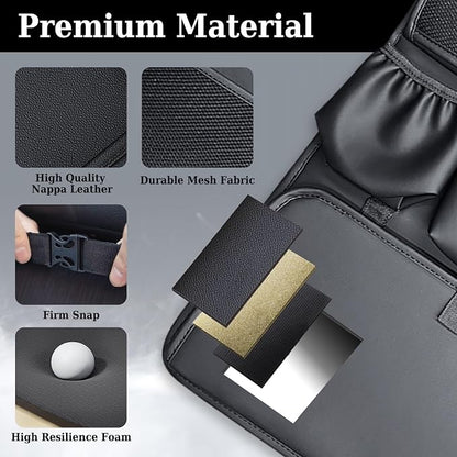 Coverado Backseat Car Organizer, Nappa Leather Car Seat Organizer with Touch Screen Tablet Holder, Foldable Food Tray, Kick Mats Protector, Multi Car Storage Accessories, Garbage Bag Holder-1 Pack