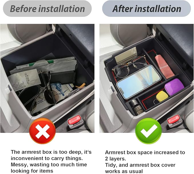 SKTU Compatible with 2022-2025 2026 Kia Carnival Center Console Organizer 2024 2025 2026 Carnival Accessories Insert ABS Materials Tray 2022-2026 Carnival Console Tray with Coin and USB Hole (Red)
