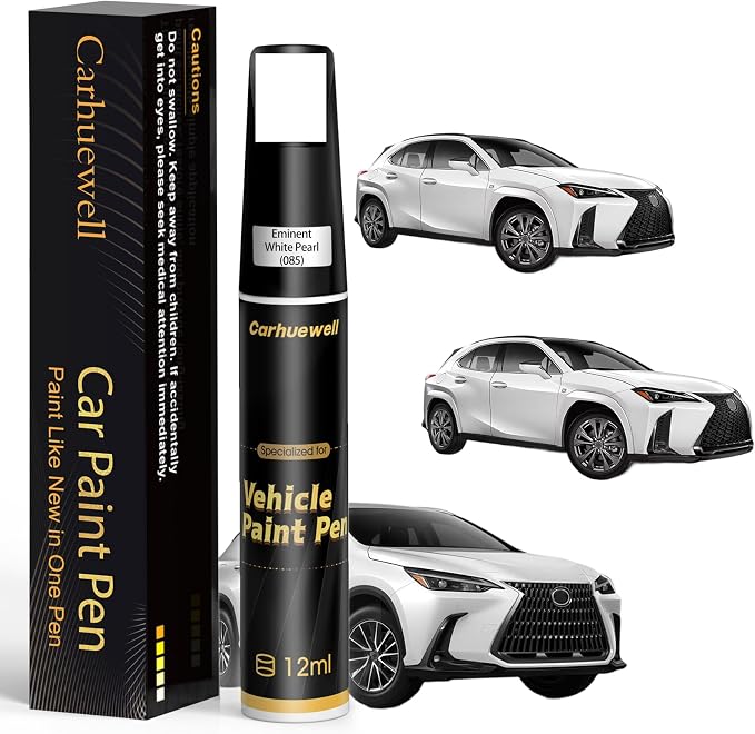 (085) Eminent White Pearl Touch Up Paint Compatible with Lexus, Exact Match Car Paint Pen Automotive Scratch Repair Remover Kit Quick & Easy Solution for Vehicle Chips and Nicks