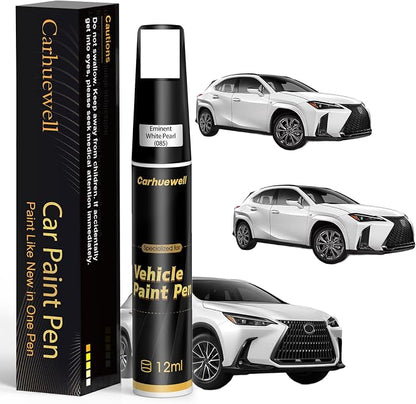 (085) Eminent White Pearl Touch Up Paint Compatible with Lexus, Exact Match Car Paint Pen Automotive Scratch Repair Remover Kit Quick & Easy Solution for Vehicle Chips and Nicks