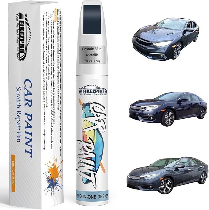B-607M Cosmic Blue Metallic Car Touch Up Paint for Honda, Color Match Auto Paint Repair Pen,Professional Car Scratch Repair Remover Pen Quick Drying, Easy to Use