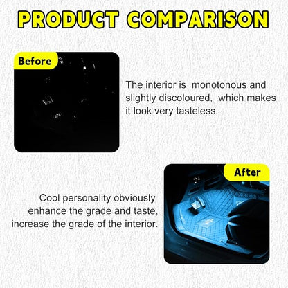Car LED Strip Light, 48 LEDs RGB Neon Interior Atmosphere Lights, 12V Under Dash Ambient Night Light, USB Port Auto Interior Decorative Lamp, Universal Car Accessories (Ice Blue)