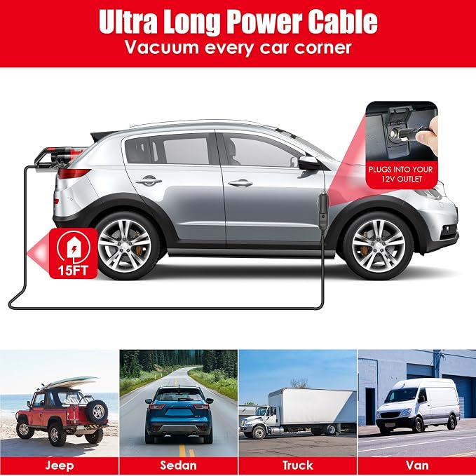 17PCS Car Cleaning Kit, Red Car Interior Detailing Kit with High Power Handheld Vacuum, Detailing Brush Set, Windshield Cleaner, Cleaning Gel, Complete Auto Accessories for Women Girls Gift