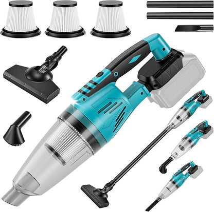Cordless Vacuum Cleaner Compatible with Makita 18V Battery, Handheld Battery Powered Vacuum Portable Vacuum for Home, Car, Pet Hair, with 4-in-1 Nozzles & 3 HEPA Filter, No Batteries