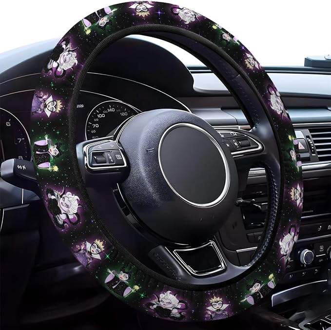 GENANY Dark Queen Steering Wheel Cover, Non Slip Polyester Car Wheel Protector for Car SUV Truck, Universal 15 Inch