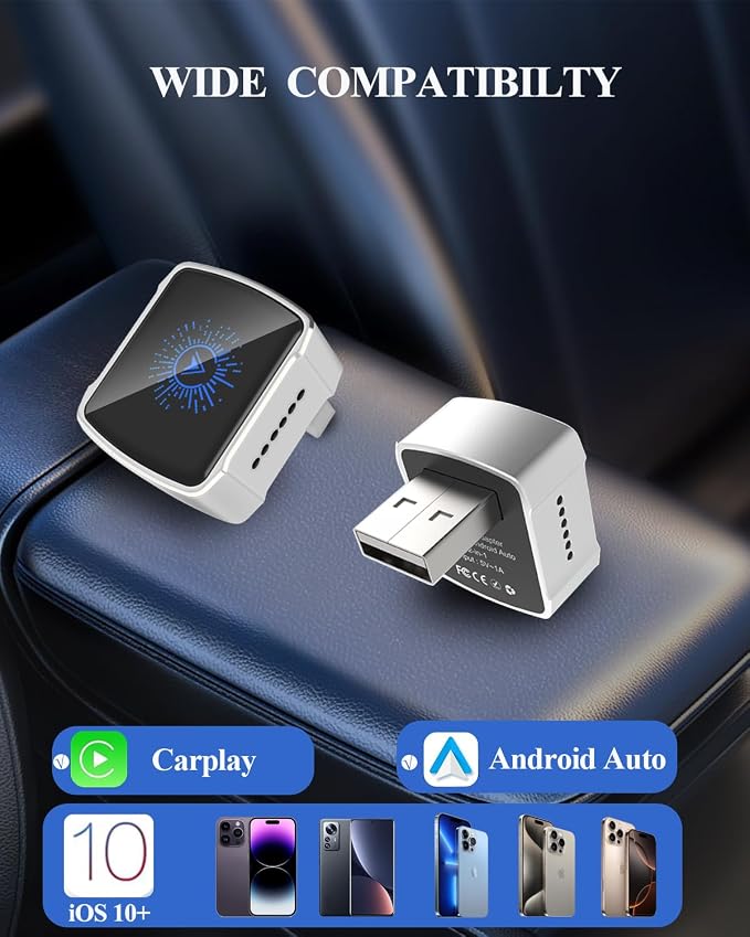2-in-1 Wireless CarPlay & Android Auto Adapter,2026 Upgrade Auto Adapter Instant Wired to Wireless Conversion, Plug & Play, Mini & Stable with USB-C/Type-C, Compatible with iOS 10+ & Android 11+