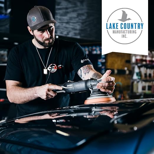 6.5" SDO Foam Buffing and Polishing Pad Kit (Set of 3) – Lake Country Manufacturing – Tapered Edge Pads – Blue Heavy Polishing, Orange Polishing, Black Finishing – Compounding