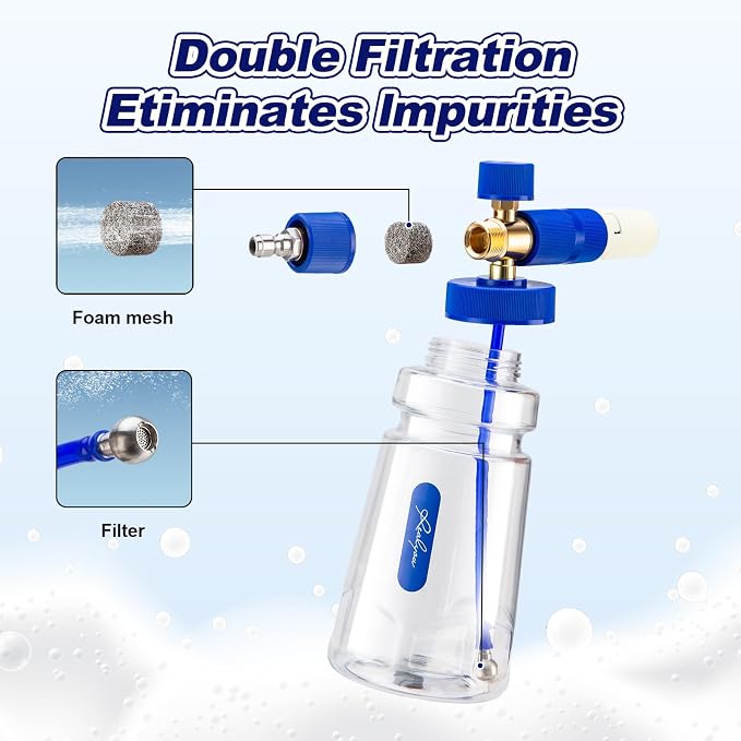 REALYOU Foam Cannon, Foam Cannon for Pressure Washer with 1/4 Inch Quick Connector, Additional 1.1mm Orifice Nozzle and 1L Bottle