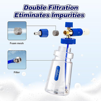 REALYOU Foam Cannon, Foam Cannon for Pressure Washer with 1/4 Inch Quick Connector, Additional 1.1mm Orifice Nozzle and 1L Bottle
