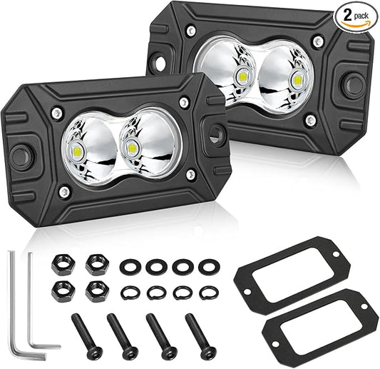 Flush Mount LED Pods Spot 40W CREE LED Flush Mount Bumper Lights | Offroad Driving Lights Backup Reverse Fog Light Pods for Trucks Pickup UTV ATV SUV