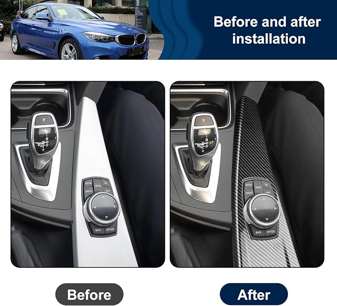 for BMW Multimedia Panel Cover, F30 Carbon Fiber Style Panel Trim Cover Car Center Console for 3 Series F30 F31 F32 F34 F36 328i 320i 335i 330i 435i 420i 430i 440i 425i, Not for F33