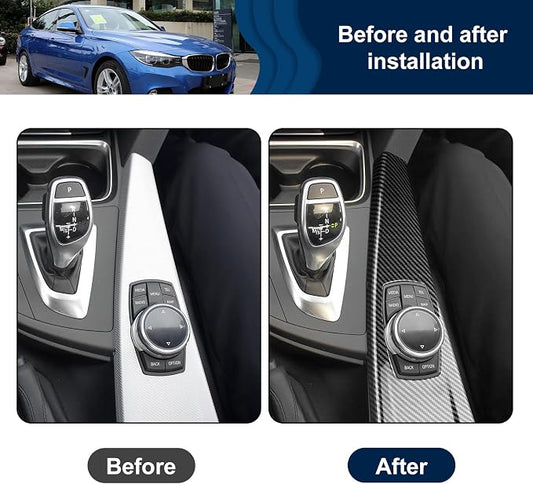 for BMW Multimedia Panel Cover, F30 Carbon Fiber Style Panel Trim Cover Car Center Console for 3 Series F30 F31 F32 F34 F36 328i 320i 335i 330i 435i 420i 430i 440i 425i, Not for F33
