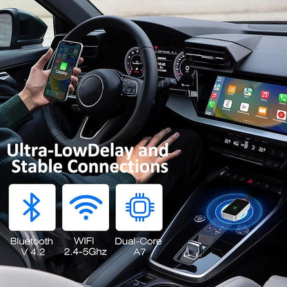 Wireless CarPlay Adapter 2024 Upgraded, Converts Factory Wired CarPlay to Wireless, Plug and Play Car Play Wireless Adapter, Fit for Cars with Built-in CarPlay from 2015 & for Apple iPhone iOS 10+