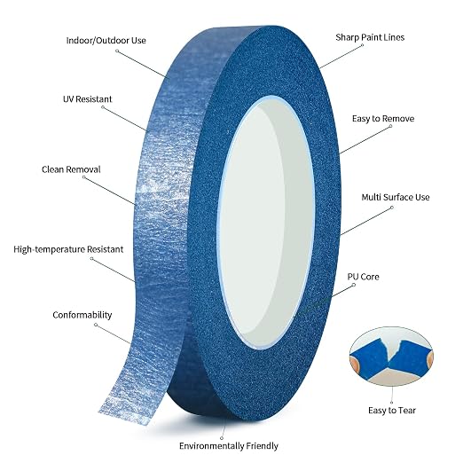 6 Rolls Pinstripe Tape Fine Line Masking Tape 1/16", 1/8", 1/4", 3/8",1/2", 3/4" - Thin Painters Automotive Paper Tape for DIY, Car, Auto, Paint, Art, Tumblers, Pottery, Model Building, Wall