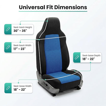 FH Group Automotive Car Seat Covers Blue Interior Front Seats Only Accessories High Back Combo Classic Cloth Car Seat Cover Front Set Universal Fit Cars Trucks and SUV Car Interior Accessories