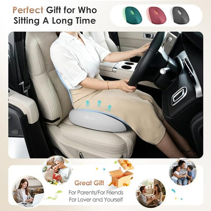 FLORICH Large Car Seat Cushion for Long Sitting, Ergonomic Memory Foam Driving Seat Cushion for Back & Sciatica Pain Relief, Non-Slip Washable Seat Cushion for Car, Driver, Office-Gray