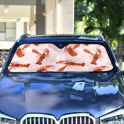 Cars Front Sun Shade Windshield,Foldable Reflective Sun Visor Pink Bows Lobster Pattern Windshield Sunshade Cover,Blocks UV Ray Sun Protect Interior Keep Cool,57" x 31.5 "Inc