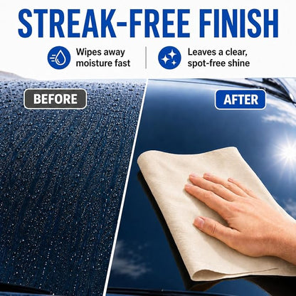 MAQIHAN Chamois Cloth for Car Drying Super Absorbent Sheepskin Shammy Towel Soft Gentle Large 23.6x35.4in Reusable Premium Car Vehicle Detailing (5.7 sq ft)