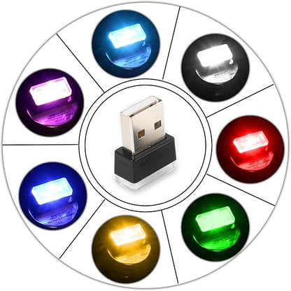 NTNEV 7PCS USB LED Car Interior Atmosphere Lamp, Mini Led USB Lights for Car Decoration, Ambient Lighting Kit, Plug-in USB Interface, Universal Car Interior Accessories(Multi-Color)