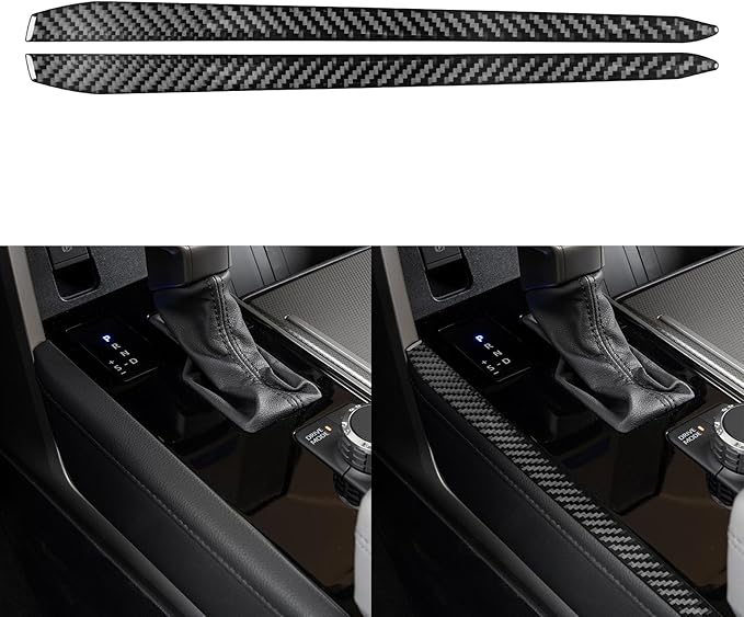 NVCNX Real Premium Carbon Fiber for Toyota Tundra 2022-2026 / Sequoia 2023-2026 2024 2025 Truck Pickup SUV Car Center Console Sides Strip Cover Interior Trim Accessories Overlay Sticker Decal 2PCs
