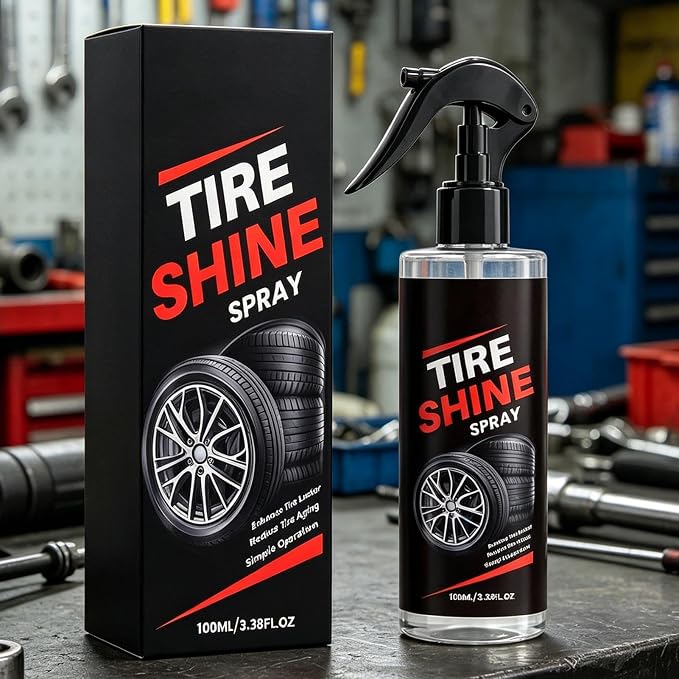 Car Tire Shine, 100ml Wheel Gloss Renewal Mist, Tire Dressing Spray, for Automotive Truck SUV RV Motorcycle Sedan Home Outdoor Garage Workshop