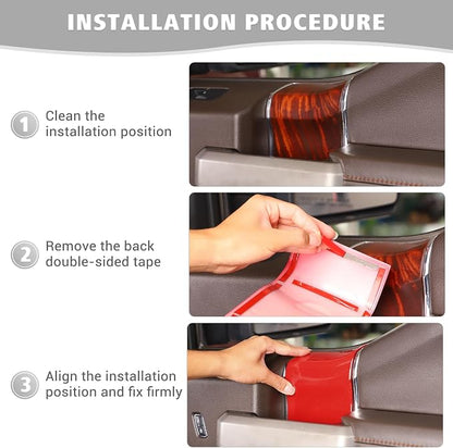 Jimen Compatible with Ford F150 4 Door 2015-2020, 8PCS Inner Door Handle Cover Trim Kits (Red)