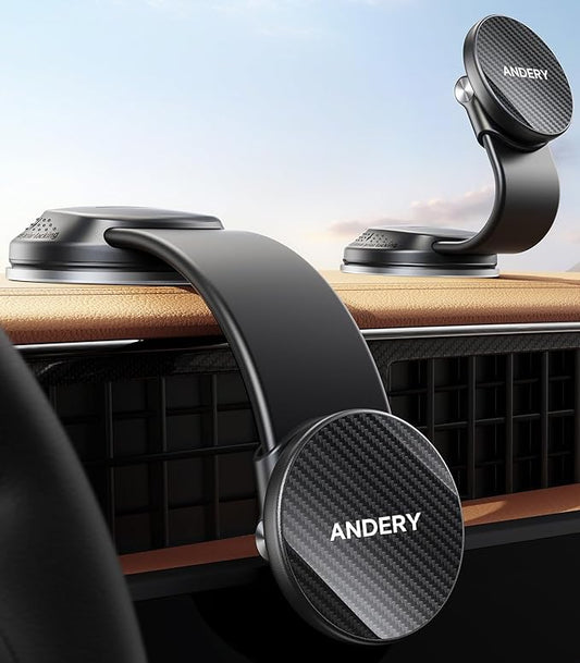 ANDERY Car Phone Holder for MagSafe [360° Adjustable Memory Alloy Arm | 2400gf Strongest Magnetic Power] Bendable Car Mount, Phone Holders for Your Car for iPhone 17-12 Pro Max Air Plus All Smartphone