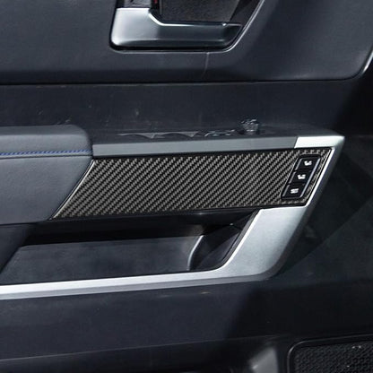 NVCNX Real Premium Carbon Fiber for Toyota Tundra 2022-2026 / Sequoia 2023-2026 2024 2025 Door Armrest Panel Cover Interior Trim Accessories Overlay Sticker 4PCs with Seat Memory not for Extended Cab