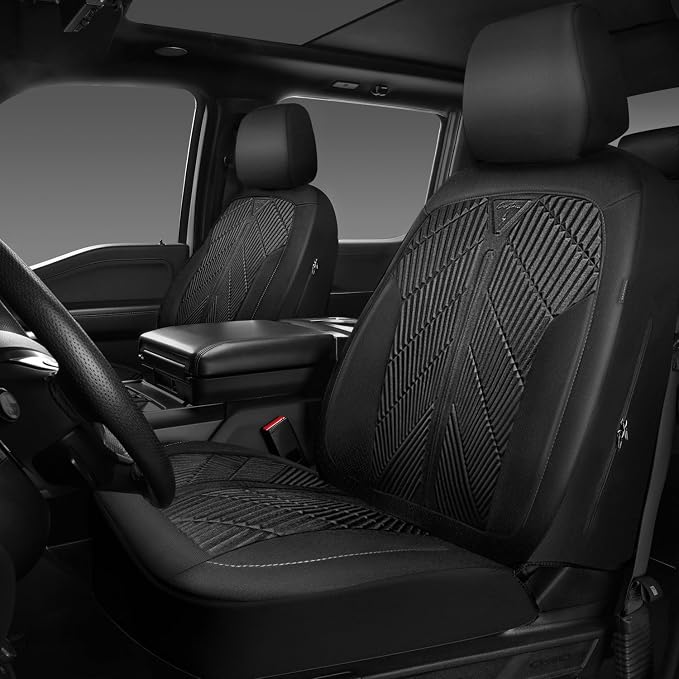 CAR PASS Waterproof Car Seat Covers Full Set,Neoprene Wetsuit, All-Weather Non-Slip Durable, Universal Fit for SUV, Sedans, Trucks, Vans, with Armrest & Airbag Compatibable, All Black