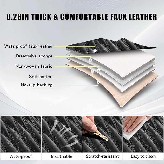 WELLDO Car Seat Covers, Black, w02 | Waterproof, Scratch-Resistant, Breathable & Easy to Clean, Universal Fit for SUV Sedan Truck, Full Set
