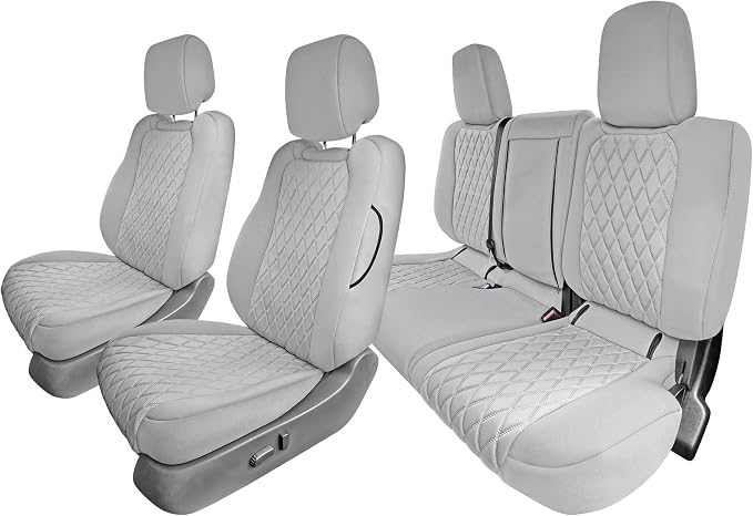 FH Group Custom Fit Car Seat Covers Specifically Made for 2022-2026 Nissan Frontier, Full Set Solid Gray Ultraflex Neoprene Waterproof Automotive Seat Covers for Pickup Truck, Nissan Accessories