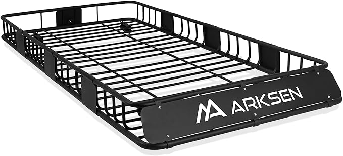 ARKSEN 84" x 39" x 6" Roof Rack Basket with Extension, 150 lb Heavy-Duty Steel Cargo Carrier, Fits Crossbars up to 1.38" Thick, for SUV & Pickup Truck