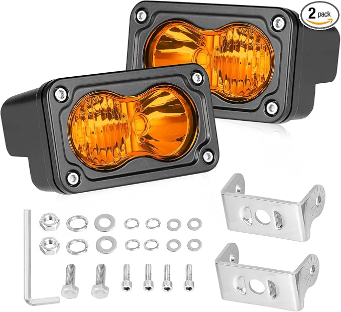 Amber LED Pods, AKD Part 3 Inch CREE LED Amber Fog Lights Pods 40W Spot Flood Combo Off Road Driving Lights Small Chase Lights Ditch Lights Headlight for Dirt Bike Motorcycle Truck UTV ATV SUV Surron