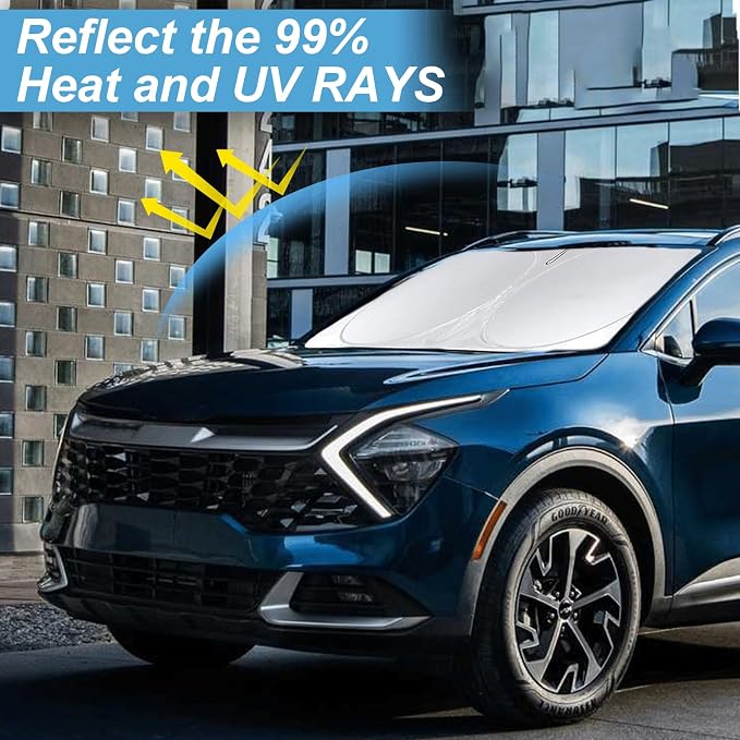 Custom Fit Sportage NQ5 Windshield Sunshade for 2022-2023 2024 2025 KIA Sportage Front Window Shades Cover for Windshield Sun Visor Protector Reflector Block Heat and Sun Protection Cooler Accessories